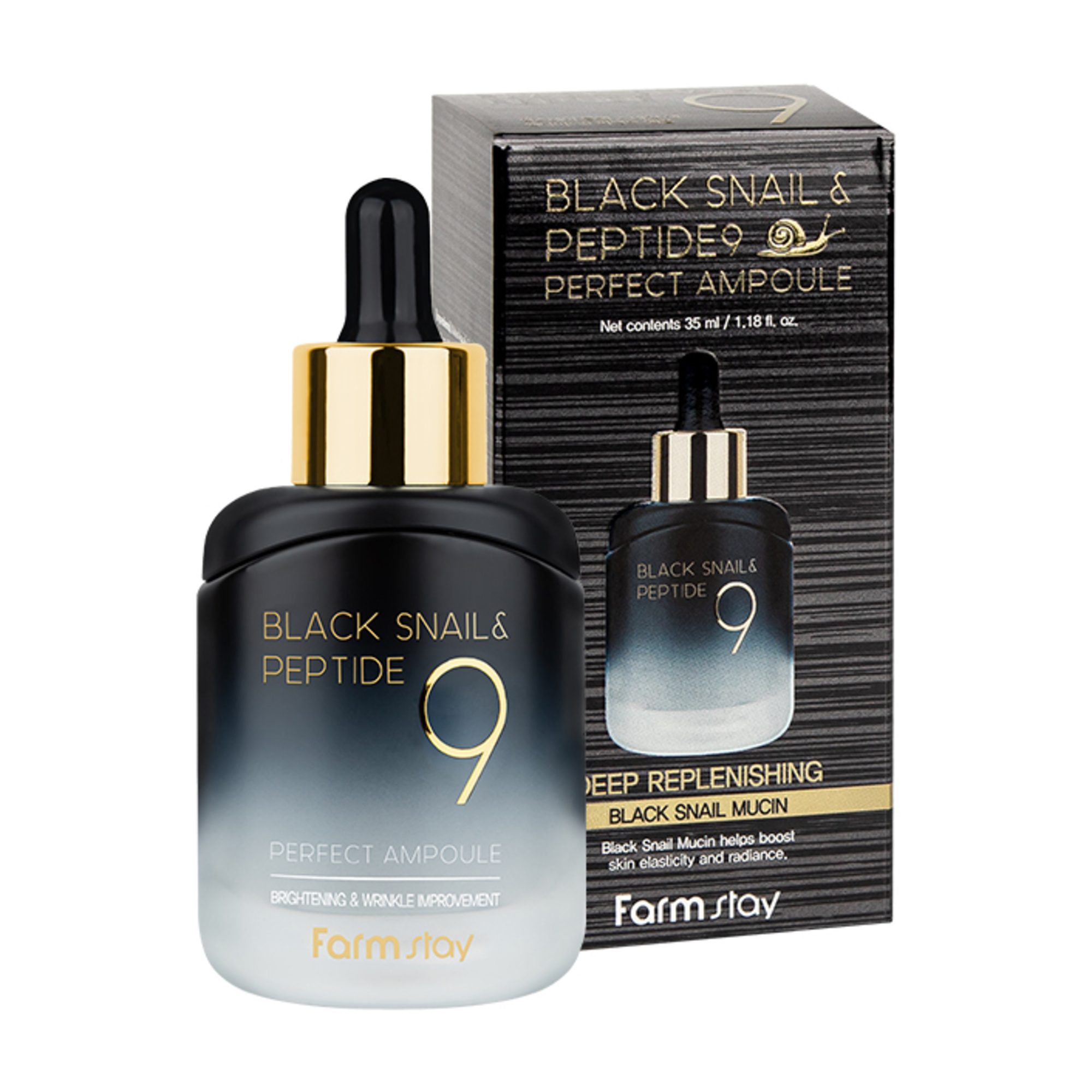 Black Snail &amp; Peptide9 Perfect Ampoule Омолаживающая сыворотка для лица с пептидами и муцином черной улитки