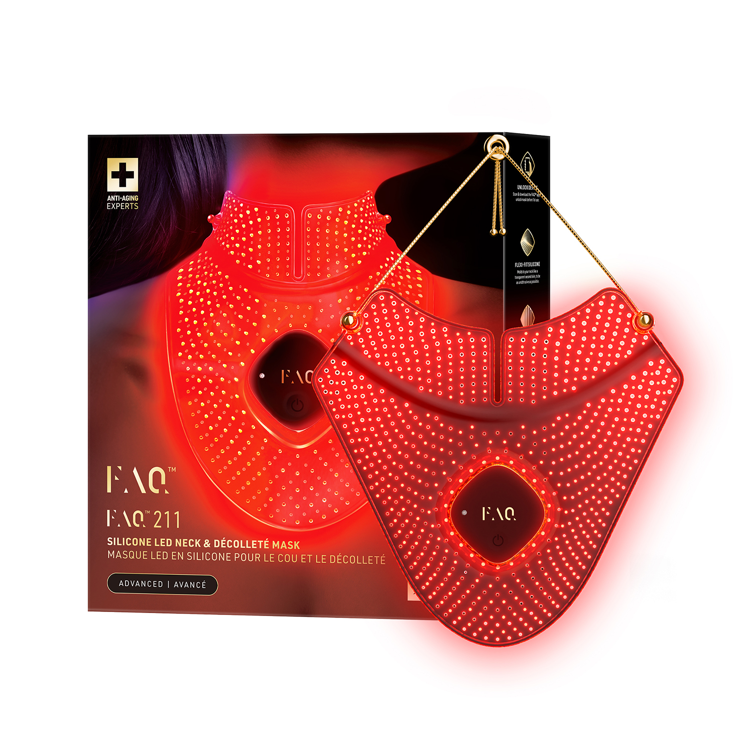 Ультралегкая LED-МАСКА FAQ™ 211 с 7 типами LED-света и ближним инфракрасным светом для молодости вашей шеи и декольте