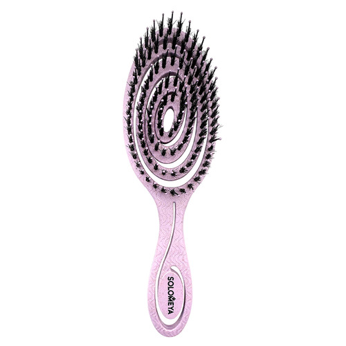 Detangling bio hair brush with natural boar bristle Lilac Подвижная био-расческа для волос c натуральной щетиной сиреневая