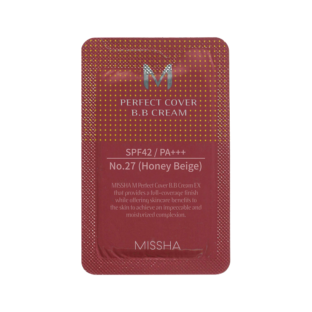 Тональный BB крем Идеальное покрытие SPF42 PA+++ MISSHA Perfect Cover BB Cream EX, тон 27, 1 мл.