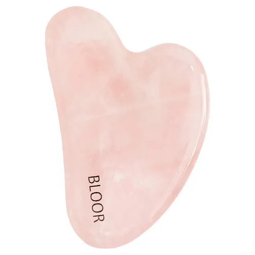 Скребок гуаша Сердце из цельного розового кварца