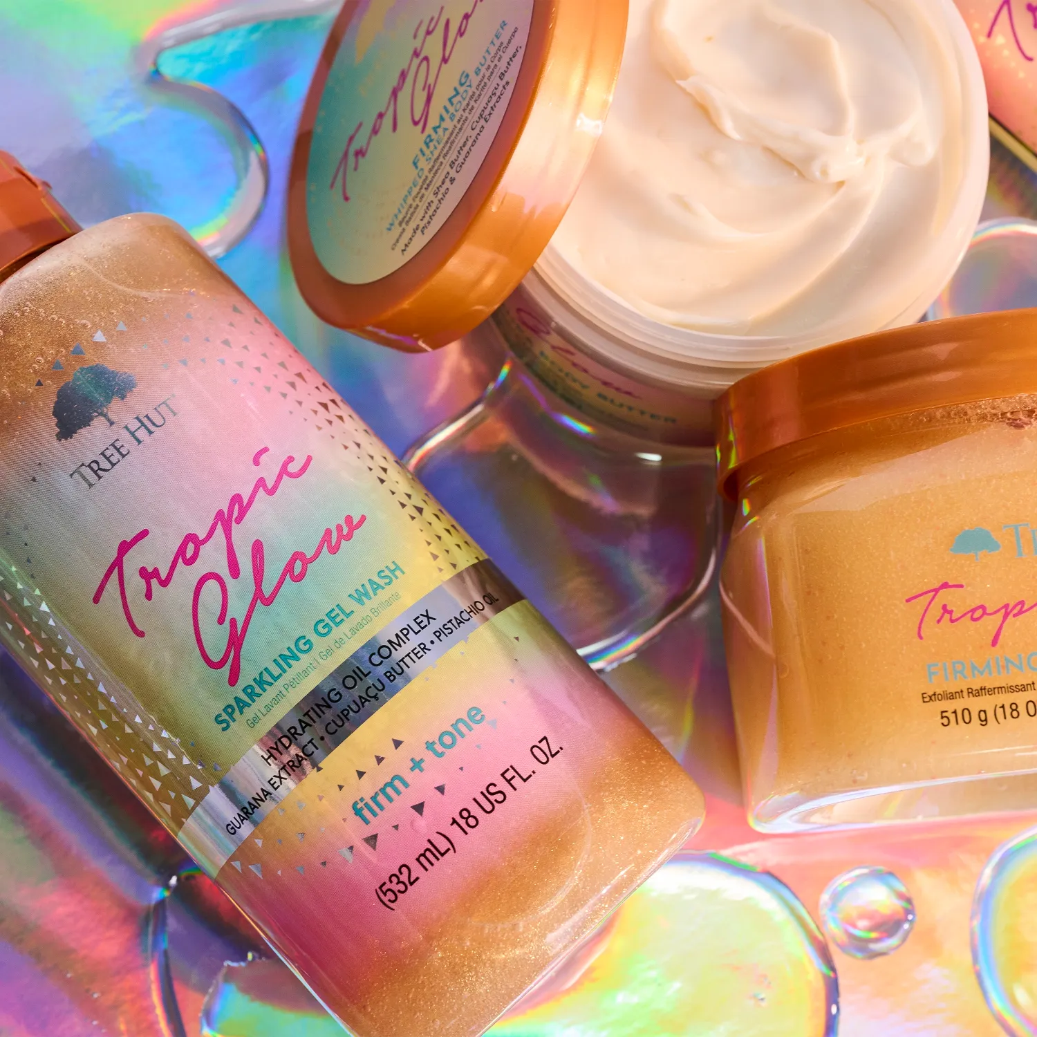 Tropic Glow Гель для душа с шиммером с ароматом миндаля и сандала