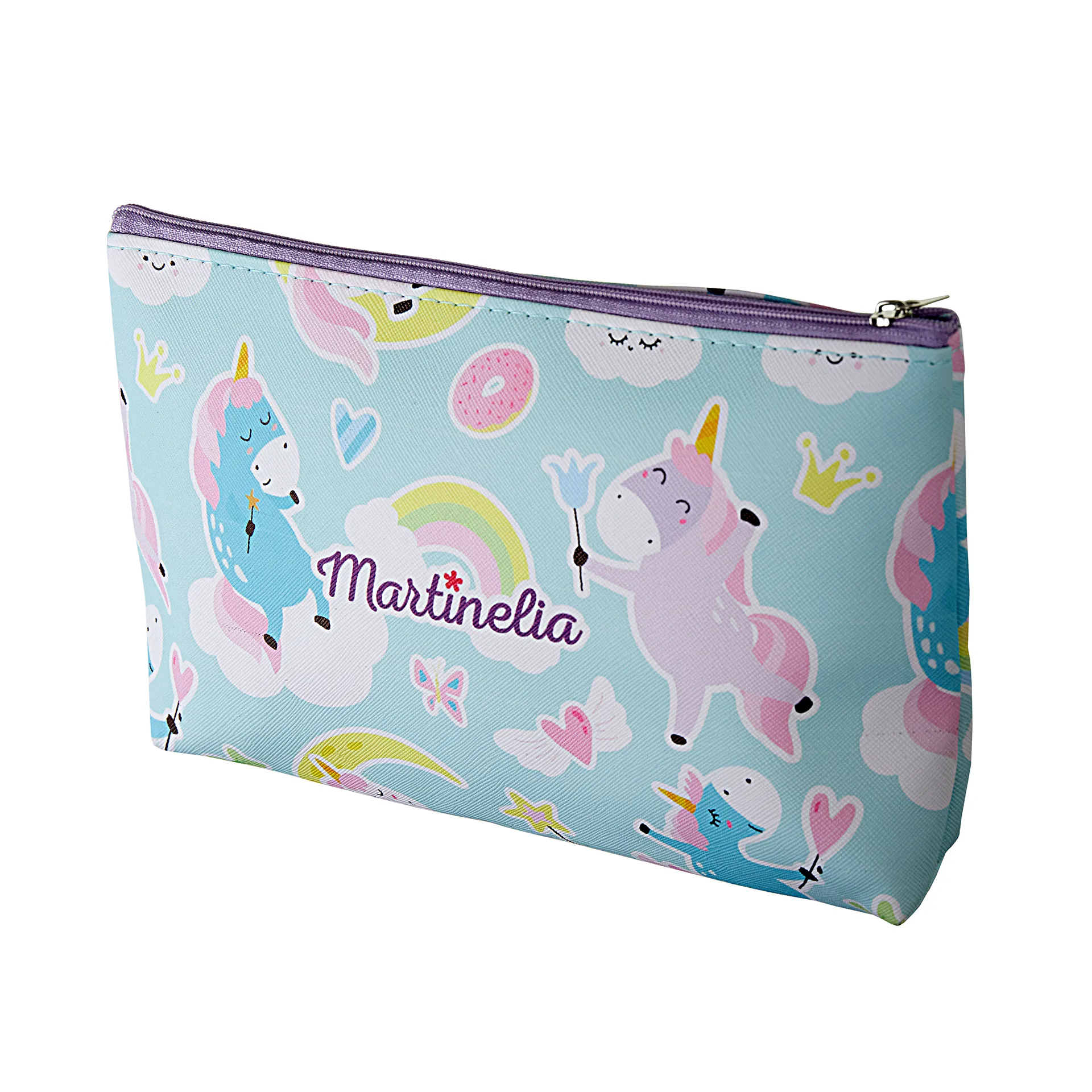 Детская косметичка на молнии зеленая