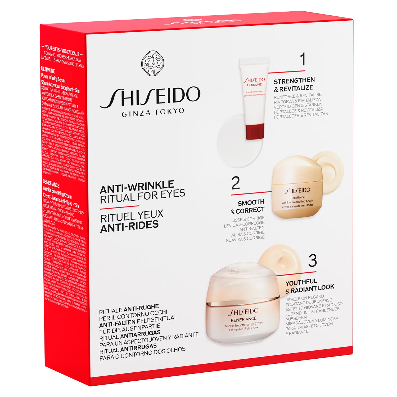 Benefiance Набор c кремом для кожи вокруг глаз, разглаживающим морщины 