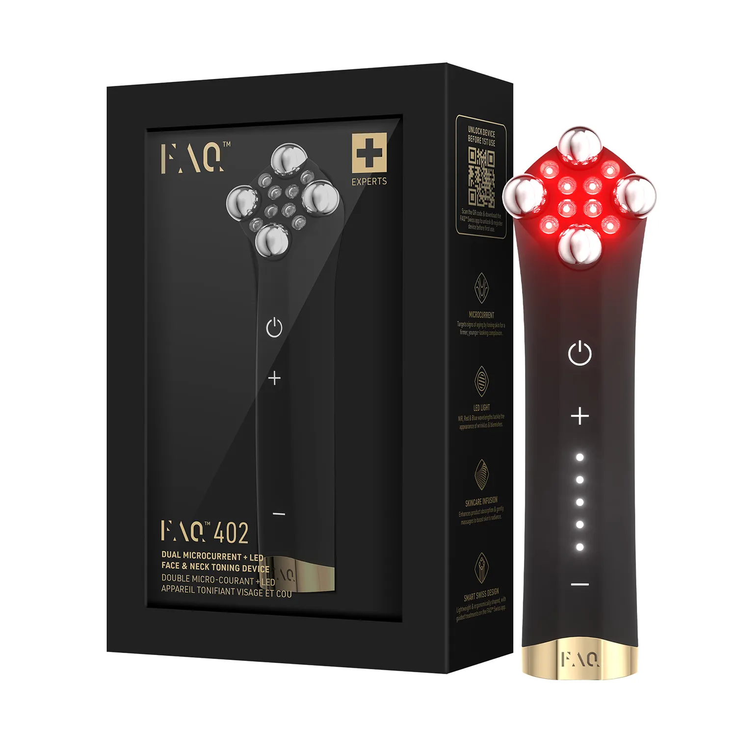 Faq 402 Микротоки для лифтинга и тонуса лица и шеи LED-светом 