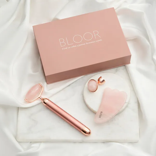 Набор Гуаша с кварцевым роллером с вибрацией и скребком Лапка