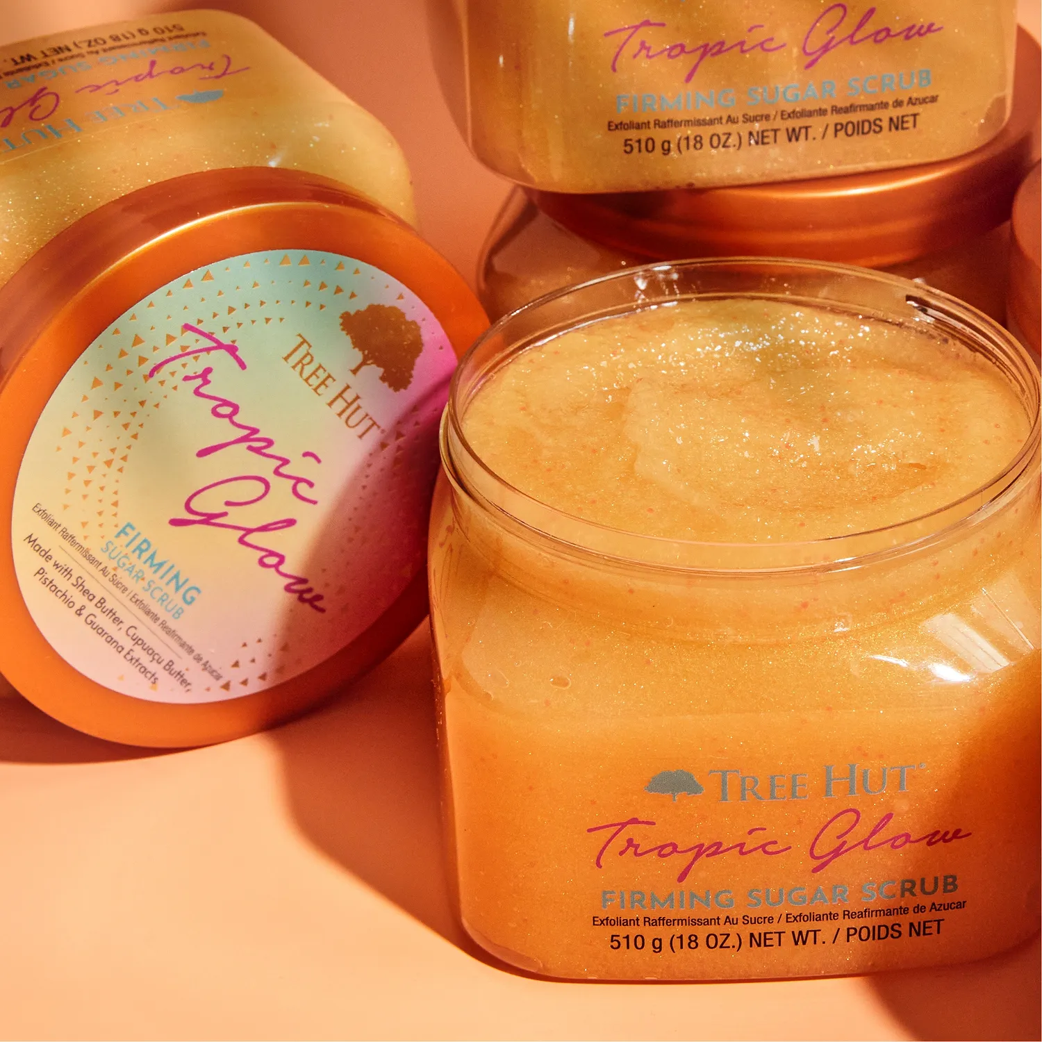 Tropic Glow Сахарный скраб для тела с шиммером с ароматом миндаля и сандала