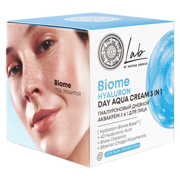 LAB Biome Аква-крем 3 в 1 для лица дневной гиалуроновый