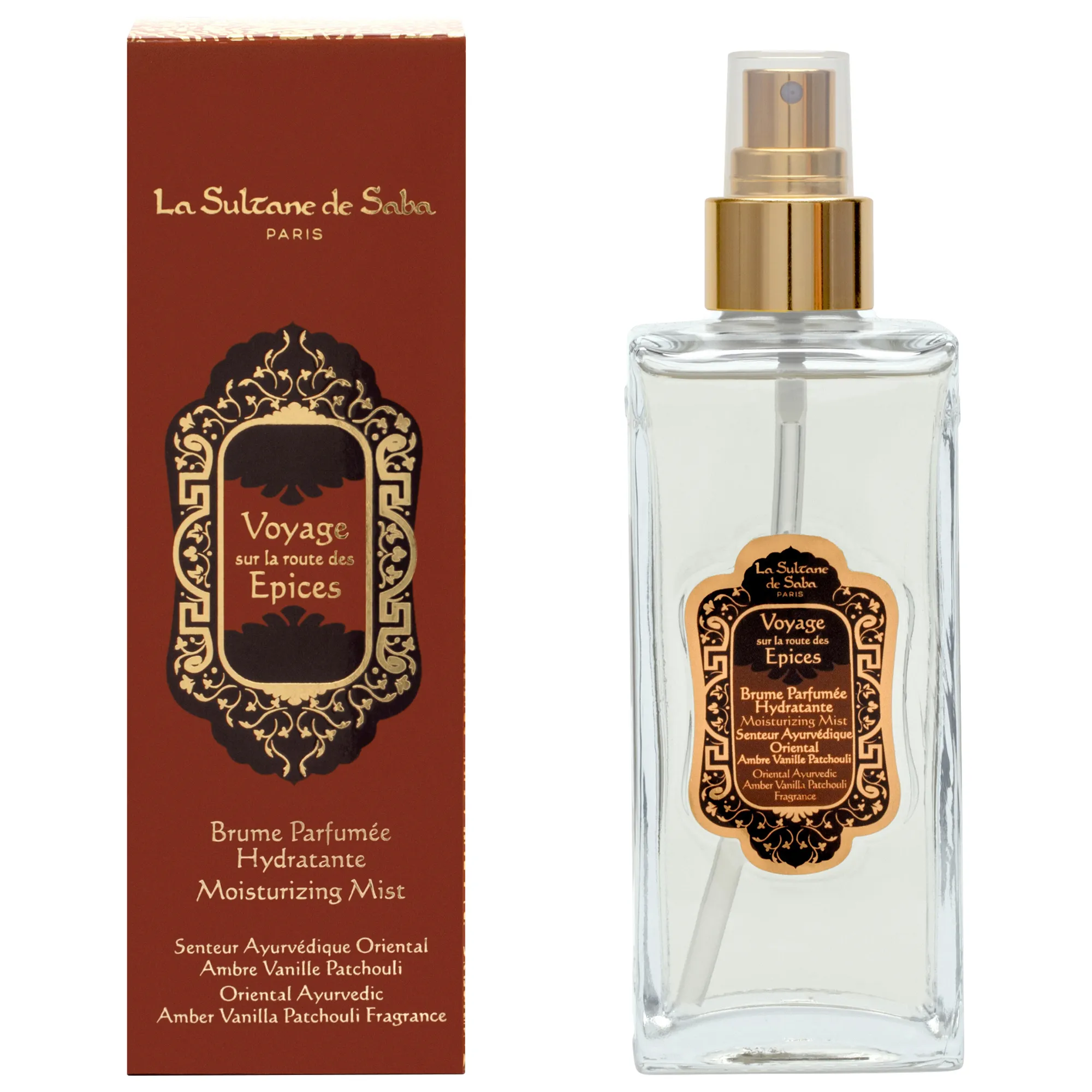 Парфюмированный увлажняющий спрей для тела амбра, ваниль и пачули