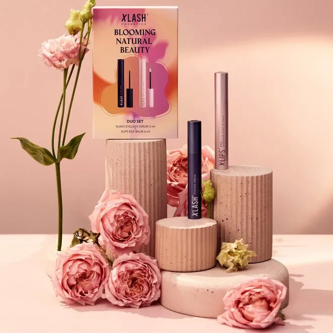 BLOOMING Набор-дуэт: сыворотка для роста ресниц и EGF бальзам для губ