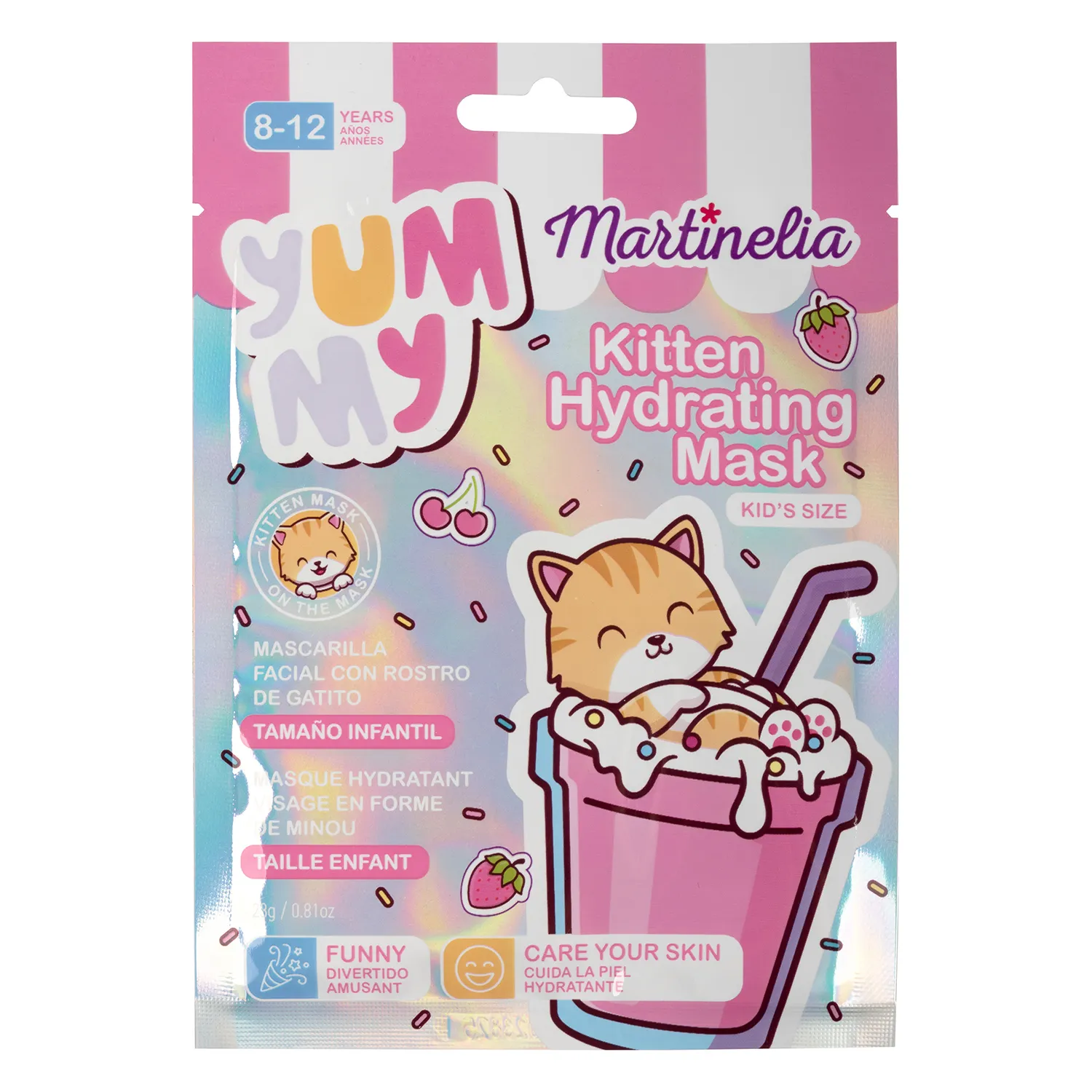 Детская тканевая маска для лица котенок