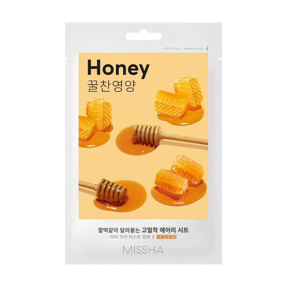 MISSHA Airy Fit sheet mask Honey Маска для лица питательная с экстрактом меда для огрубевшей сухой кожи, 19 г