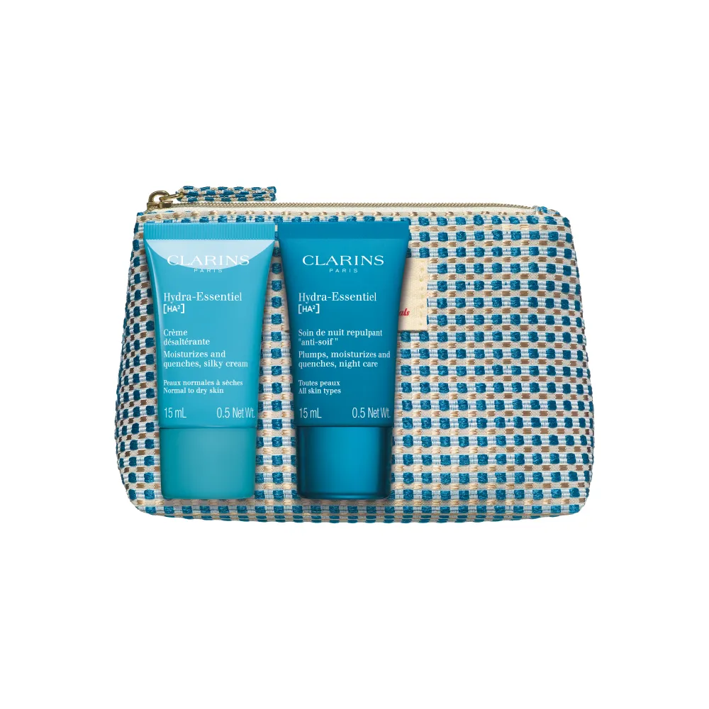 Набор Hydra-Essentiel в косметичке: увлажняющий дневной крем для нормальной и сухой кожи (15мл), увл. ночной крем  (15 мл)