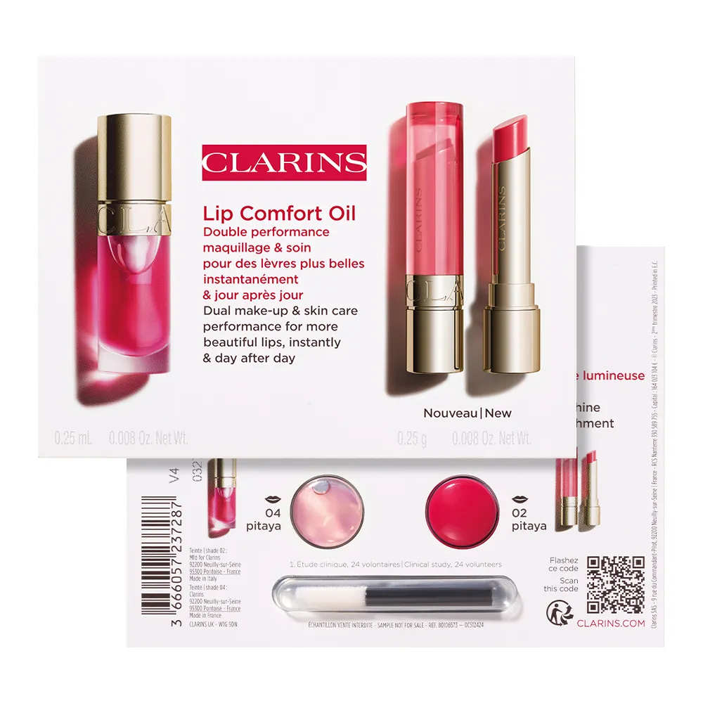 CLARINS : Масло-блеск для губ Lip Comfort Oil 04 0,25мл + Бальзам для губ на основе масел Lip Oil Balm 02 0,25гр CLARINS : Масло-блеск для губ Lip Comfort Oil 04 0,25мл + Бальзам для губ на основе масел Lip Oil Balm 02 0,25гр