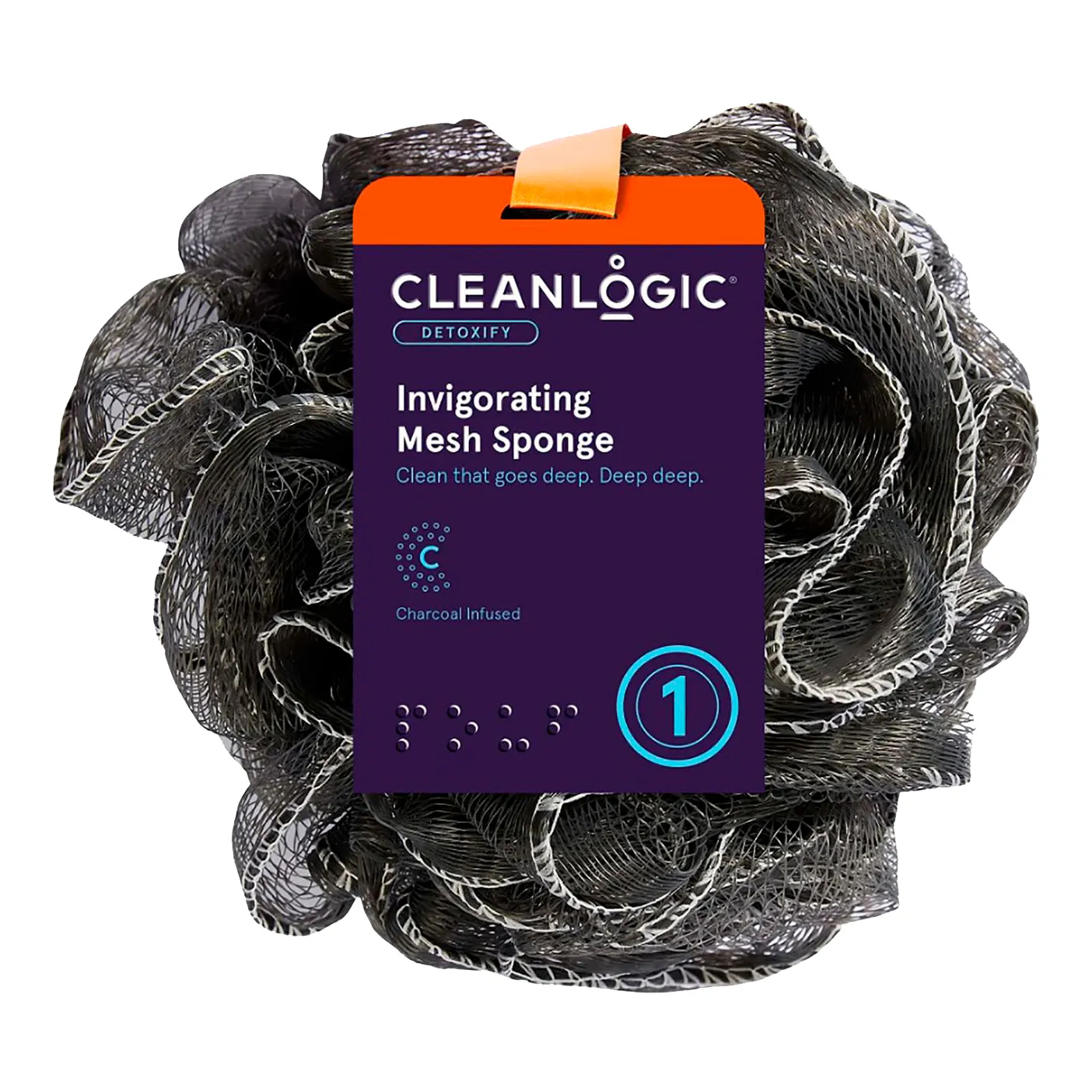 Мочалка-шар для тела с древесным углем