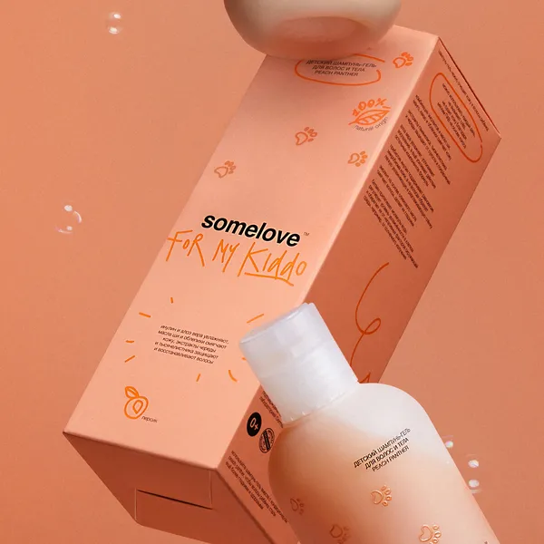 Детский шампунь-гель для волос и тела с ароматом персика