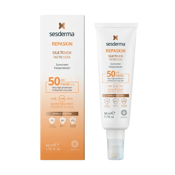 REPASKIN SILK TOUCH Facial sunscreen SPF50 Средство солнцезащитное с нежностью шелка для лица СЗФ50
