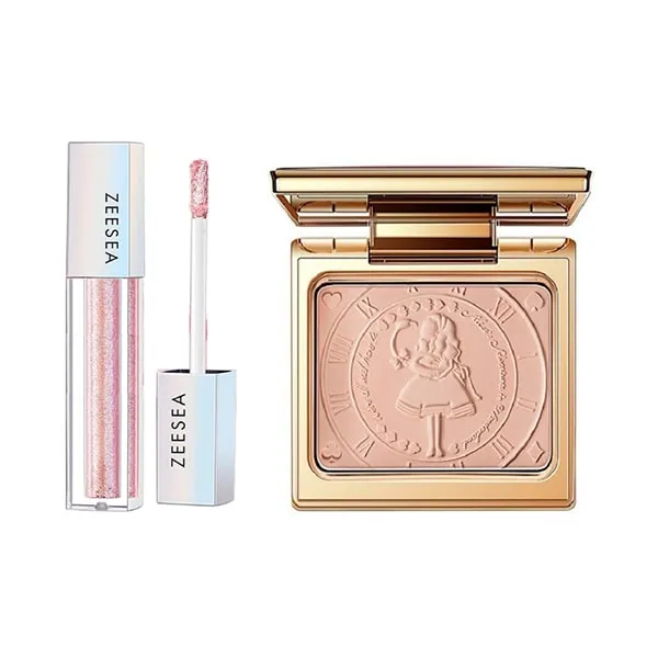 Кремовые тени для век Glitter Liquid Eye Shadow и компактная пудра Refreshing Silky Powder в подарок от ZEESEA