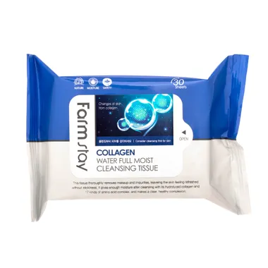 Collagen Water Full Moist Cleansing Tissue Увлажняющие салфетки для снятия макияжа с коллагеном