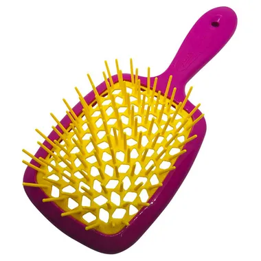 Щетка для волос пластик малиновый-жёлтый