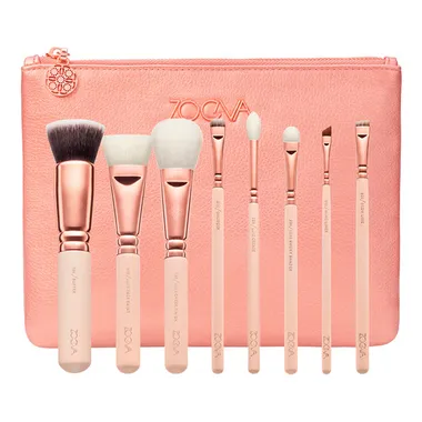 ROSE GOLDEN LUXURY Набор кистей для макияжа в косметичке