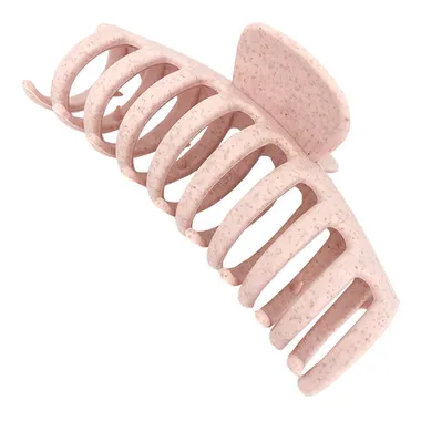 Straw Claw Hair Clip Round Pink Крабик для волос из натуральной пшеницы овальный розовый