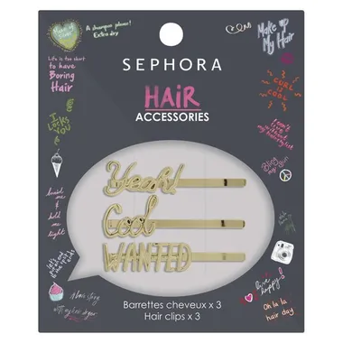 SEPHORA COLLECTION HAIR ACCESS Заколки-Надписи Позолоченные 3 шт